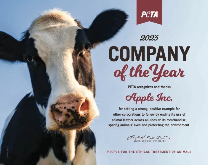 اپل توسط بنیاد PETA به‌عنوان شرکت برتر 2023 معرفی شد